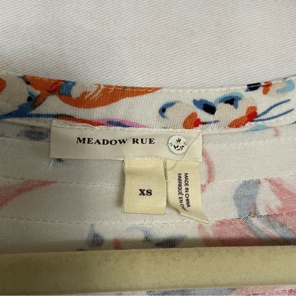 Anthropologie Meadow Rue Floral Print Ridge Yoke Flutter Sleeve Blouse - Picture 3 of 15
